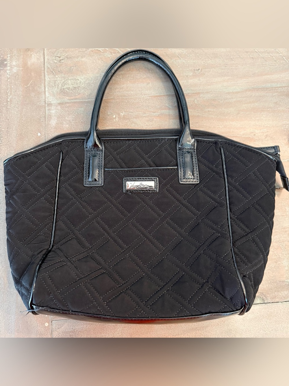 Vera Bradley Black Quilted Top-Handle Tote